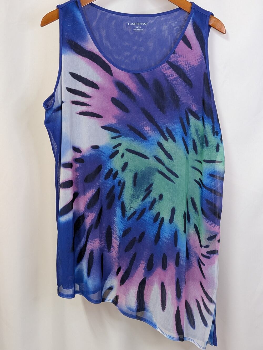 Multi Color Sleeveless Asymmetrical Top Lane Bryant 14-16